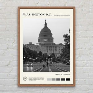 Noir et blanc, impression Washington DC, art mural Washington, affiche de Washington, photo de Washington, impression d'affiche de Washington, déco Washington