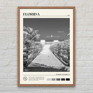 Zwart-wit, print Florida, kunst aan de muur Florida, poster Florida, foto Florida, poster Florida, decor Florida, poster Florida