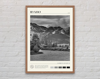 Black and White, Idaho Print, Idaho Wall Art, Idaho Poster, Idaho Photo, Idaho Poster Print, Idaho Wall Decor, United States Poster Print