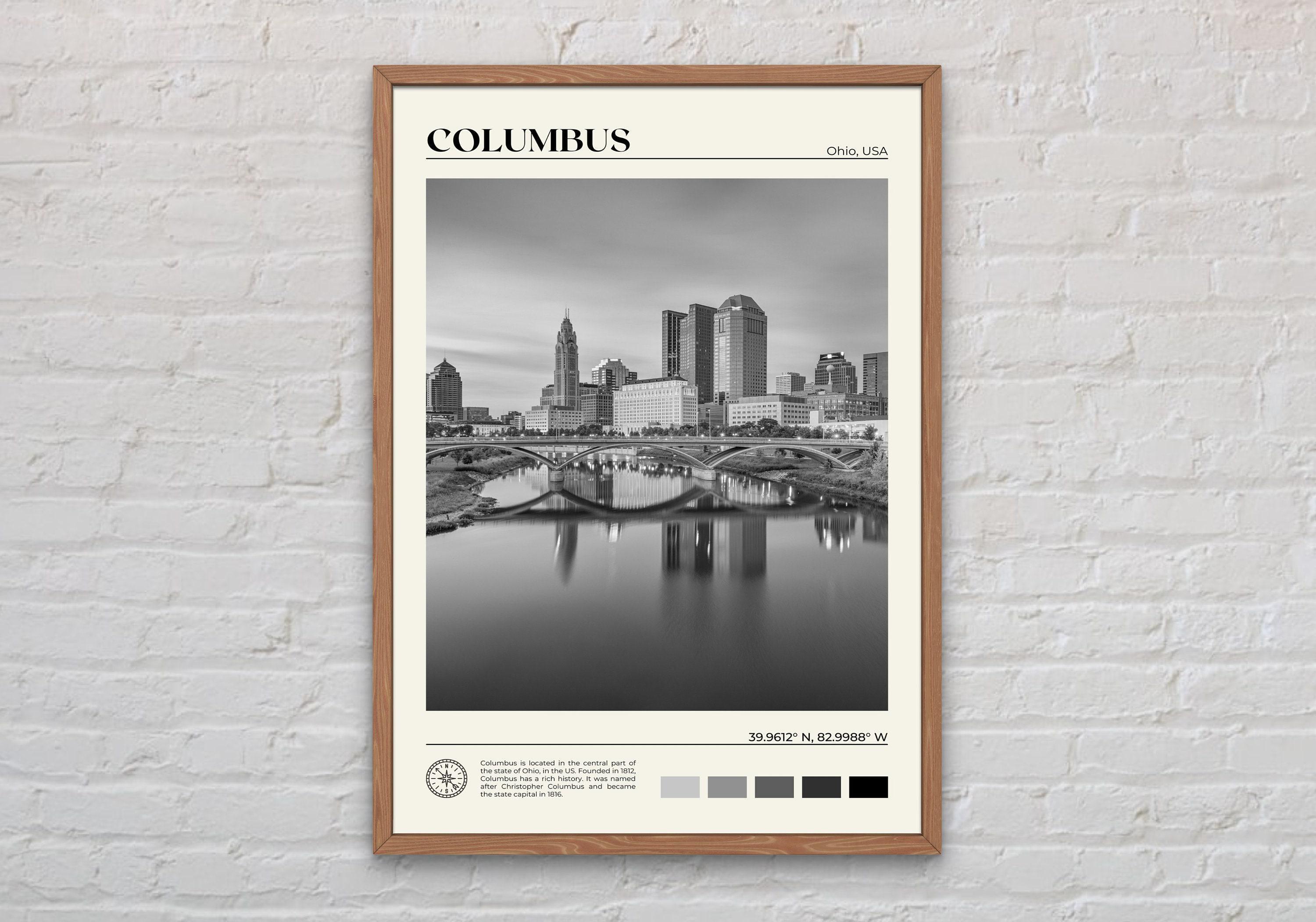 Black and White, Columbus Print, Columbus Wall Art, Columbus Poster, Columbus Photo, Columbus Poster Print, Columbus Decor, Ohio Print