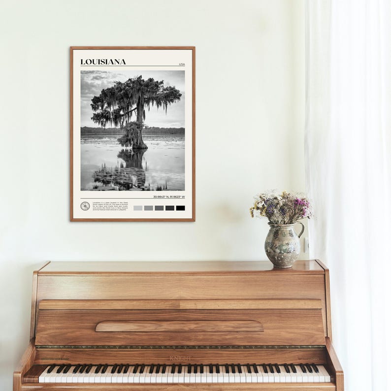 Black and White, Louisiana Print, Louisiana Wall Art, Louisiana Poster, Louisiana Photo, Louisiana Poster Print, Louisiana Wall Decor, USA image 4