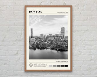Svartvitt, Boston-tryck, Boston-väggkonst, Boston-affisch, Boston-foto, Boston-affischtryck, Boston-väggdekor, Massachusetts-affisch