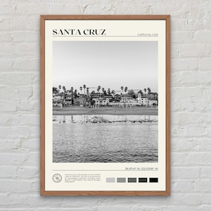 Black and White, Santa Cruz Print, Santa Cruz Wall Art, Santa Cruz Poster, Santa Cruz Photo, Santa Cruz Poster Print, California, USA