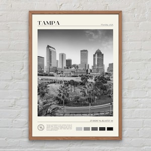 Schwarz und weiß, Tampa Druck, Tampa Wand Kunst, Tampa Poster, Tampa Foto, Tampa Poster Druck, Tampa Wand Dekor, Florida Poster Druck, USA