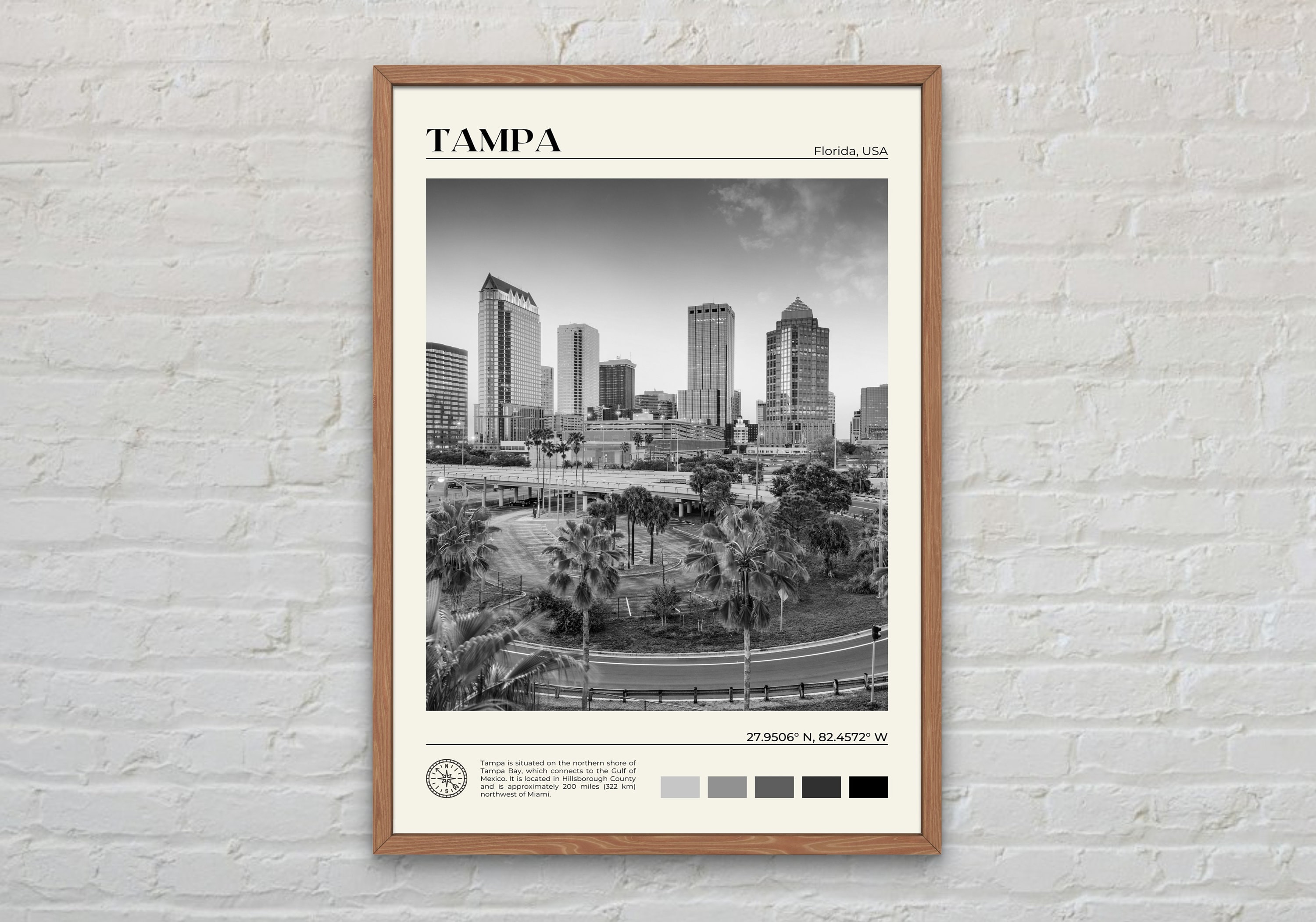 Black and White, Tampa Print, Tampa Wall Art, Tampa Poster, Tampa Photo, Tampa Poster Print, Tampa Wall Decor, Florida Poster Print, USA