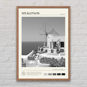 Schwarzweiß, Mykonos Print, Mykonos Wandkunst, Mykonos Poster, Mykonos Foto, Mykonos Poster Druck, Mykonos Wanddekoration, Griechenland Poster