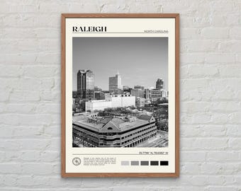 Schwarz und weiß, Raleger Print, Raleger Wandkunst, Raleger Poster, Raleger Foto, Raleger Poster Druck, Raleger Wanddekor, North Carolina