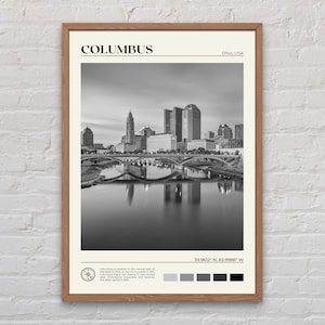 Schwarz und weiß, Columbus Druck, Columbus Wand Kunst, Columbus Poster, Columbus Foto, Columbus Poster Druck, Columbus Dekor, Ohio Druck