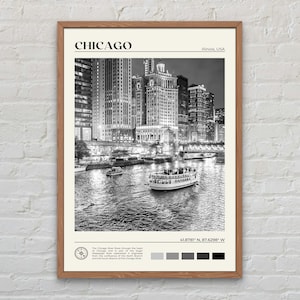 Noir et blanc, impression de Chicago, art mural Chicago, affiche de Chicago, photo de Chicago, impression d'affiche de Chicago, décoration murale de Chicago, affiche de l'Illinois