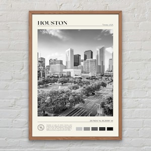 Schwarzweiß, Houston Druck, Houston Wandkunst, Houston Poster, Houston Foto, Houston Poster Druck, Houston Wanddekor, Texas Poster