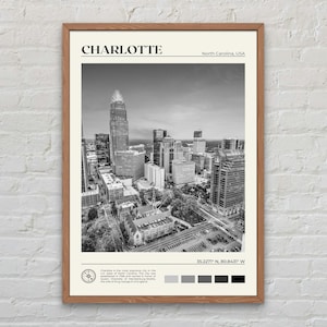 Black and White, Charlotte Print, Charlotte Wall Art, Charlotte Poster, Charlotte Photo, Charlotte Poster Print, North Carolina Poster