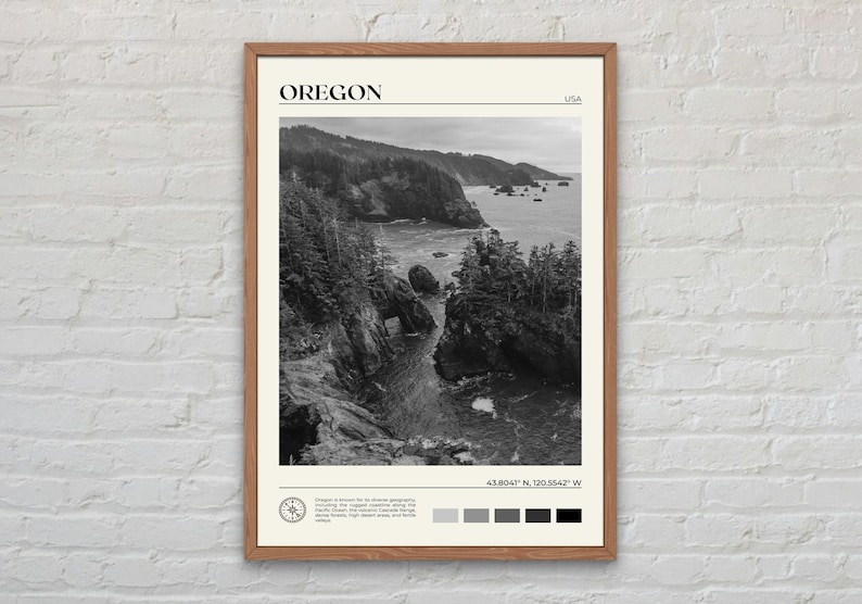 Black and White, Oregon Print, Oregon Wall Art, Oregon Poster, Oregon Photo, Oregon Poster Print, Oregon Wall Decor, USA Poster Print image 1