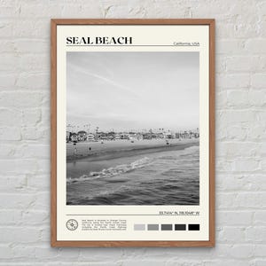Black and White, Seal Beach Print, Seal Beach Wall Art, Seal Beach Poster, Seal Beach Photo, Seal Beach Wall Decor, California Poster, USA