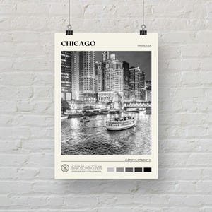 Noir et blanc, impression de Chicago, art mural Chicago, affiche de Chicago, photo de Chicago, impression d'affiche de Chicago, décoration murale de Chicago, affiche de l'Illinois image 5