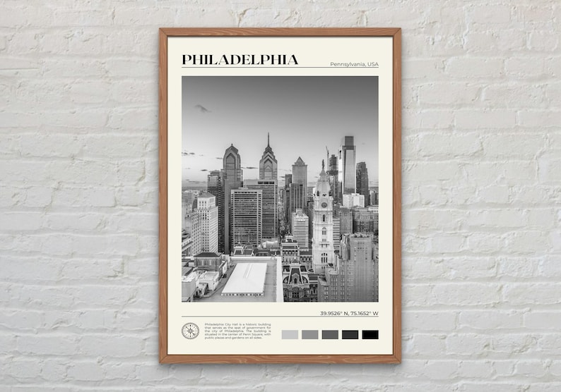 Zwart-wit, Philadelphia-afdruk, Philadelphia-kunst, Philadelphia-poster, Philadelphia-foto, Philadelphia-posterafdruk, Pennsylvania afbeelding 1