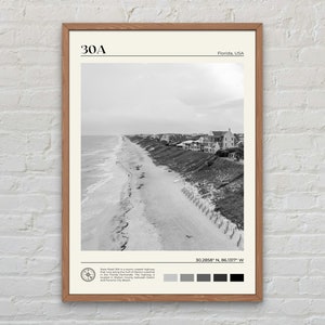 Zwart-wit, 30A print, 30A muurkunst, 30A poster, 30A foto, 30A posterprint, 30A muurdecoratie, posterprint Florida, Verenigde Staten