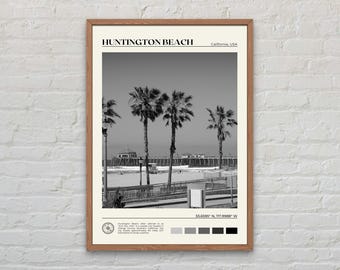 Black and White, Huntington Beach Print, Huntington Beach Art, Huntington Beach Poster, Huntington Beach Photo, Huntington Beach Decor