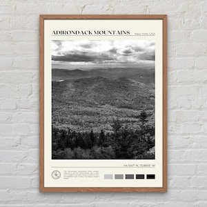 Schwarz und weiß, Adirondack Mountains Druck, Adirondack Mountains Wandkunst, Adirondack Poster, Adirondack Mountains Foto, New York Druck