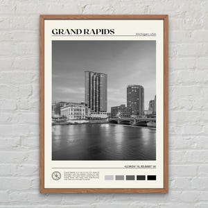 Black and White, Grand Rapids Print, Grand Rapids Wall Art, Grand Rapids Poster, Grand Rapids Photo, Grand Rapids Wall Decor, Michigan
