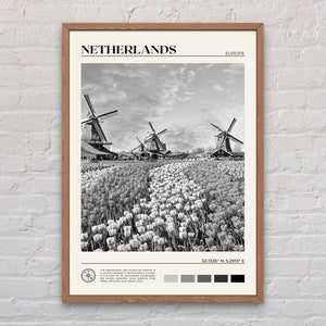 Noir et blanc, impression Pays-Bas, art mural Pays-Bas, affiche Pays-Bas, photo Pays-Bas, décoration murale Pays-Bas, affiche Europe