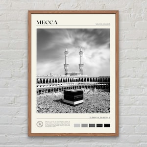 Black and White, Mecca Print, Mecca Wall Art, Mecca Poster, Mecca Photo, Mecca Wall Decor, Saudi Arabia Poster Print, Middle East Poster