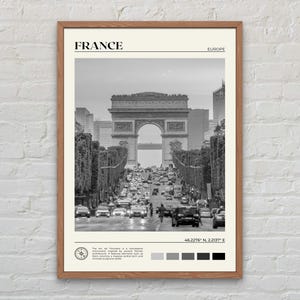 Impresión en blanco y negro de Francia, arte mural de Francia, póster de Francia, foto de Francia, impresión de póster de Francia, decoración de pared de Francia, París, impresión de Europa