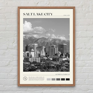 Black and White, Salt Lake City Print, Salt Lake City Wall Art, Salt Lake City Poster, Salt Lake City Photo, Salt Lake City Decor, USA