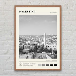 Impresión en blanco y negro de Palestina, arte mural de Palestina, póster de Palestina, foto de Palestina, impresión de póster de Palestina, decoración de pared de Palestina