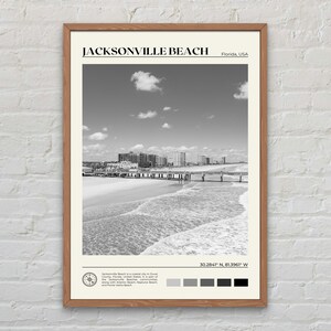 Zwart-wit, Jacksonville Beach-afdruk, Jacksonville Beach-muurkunst, Jacksonville Beach-poster, Jacksonville Beach-foto, afdruk Florida