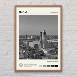 Impresión en blanco y negro de Irak, arte mural de Irak, póster de Irak, fotografía de Irak, impresión de póster de Irak, decoración de pared de Irak, impresión de póster de Oriente Medio