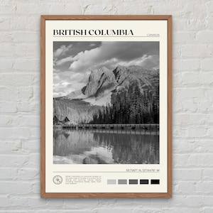 Impresión en blanco y negro de Columbia Británica, arte de Columbia Británica, póster de Columbia Británica, fotografía de Columbia Británica, decoración de Columbia Británica