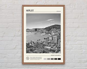 Schwarz und weiß, Split Print, Split Wandkunst, Split Poster, Split Foto, Split Poster Druck, Split Wanddekoration, Kroatien Poster Druck