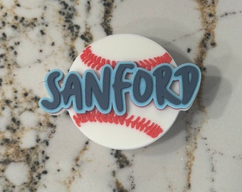 LARGE Personalized Custom Baseball or Softball Bogg Bag Charm. Match your team colors 3 1/2” by 3”