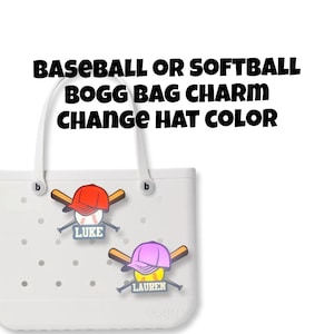 Custom Baseball or Softball Bogg Bag Charm, Change hat color to your choice