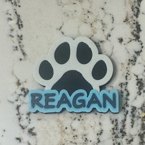 Large Personalized Custom Dog Paw Bogg Bag Charm. 3 1/2” by 3”