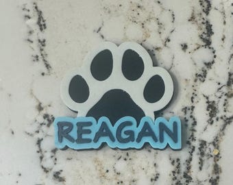 Large Personalized Custom Dog Paw Bogg Bag Charm. 3 1/2” by 3”