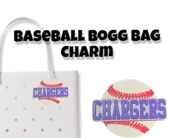 Personalized Custom Baseball or Softball Bogg Bag Charm. Match your team colors