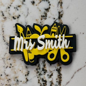 Personalized Custom Teacher Bogg Bag Charm. Teacher Bogg Bag Bit Accessories Match your school colors.