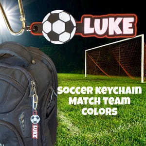 Personalized Custom Soccer Name Tag or keychain. Match your team colors.