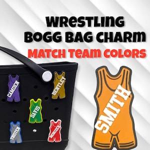 Personalized 3d Custom Wrestling Bogg Bag Charm. Personalized  with your Name or Team Name