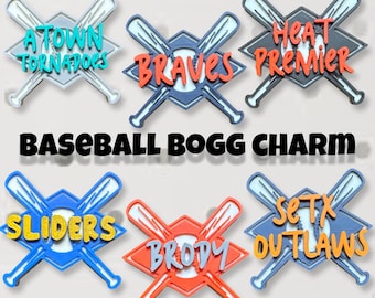 Personalized Custom Baseball Bogg Bag Charm, Baseball Mom Bogg Bag Bit, Baseball Bogg Bag accessories. Match team colors. Good fundraiser