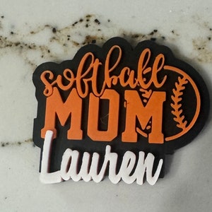 Personalized Custom Softball Bogg Bag Charm. Match your team colors.