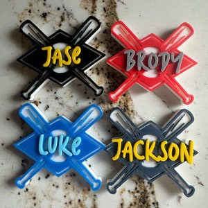 Personalized Custom Baseball or Softball Bogg Bag Charm. Match your team colors - Discounts for multiple orders over 5