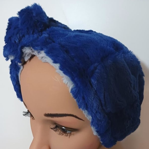 Large Blue Wet Hair Bonnet, Curly Hair Turban, Hair Protection Bonnet, Sleeping Head Wrap, Wet Hair Caps, Hair Covering, Wet Hairstyle Hat