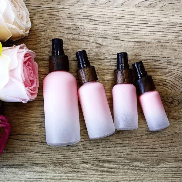 Pink Glass Spray Bottle for Essential Oils, Refillable Empty Fine Mist Spray Bottle, Liquid Cosmetic Containers for Perfumes,Fragrance