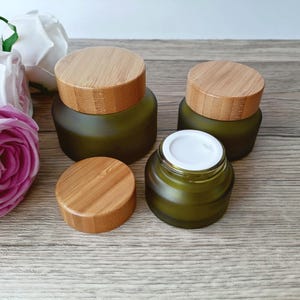 Glass Cream Bottle, Frosted Facial Lotion Jar, Empty and Refillable, Moisturizer, Eye Shadow, Retail, Wholesale
