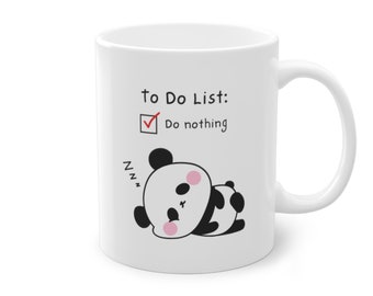 Mignon panda endormi, liste de choses à faire, ne rien faire, tasse en céramique standard, 11 oz