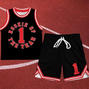 Rookie Of The Year Basketball Personalized 1st Birthday Romper Shorts With Striped Cuff,Basketball First Birthday Outfit,Baby Baller BK17