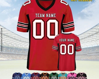 Personalized Football Jersey, Man Short Sleeves V-Neck Shirt, Custom Front Back Football Soccer V-neck Mesh Jersey For Men Polyester F2