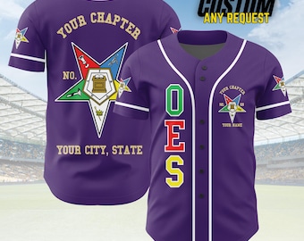 Customize Order of the Eastern Star OES Pentagon Down AF&AM Baseball Jersey Shirt B158